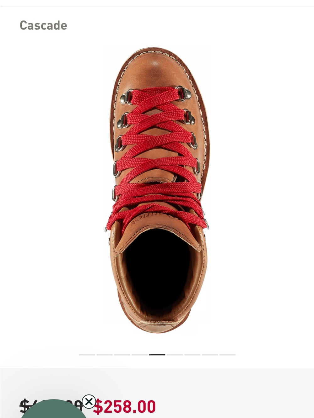 Danner Women’s Cascade Original Tan Leather Hiking Boot with Red Laces - Picture 4 of 8